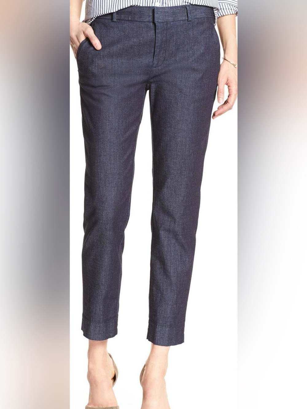 Banana Republic Avery Denim Tailored Ankle Pant Chambray Blue NWT